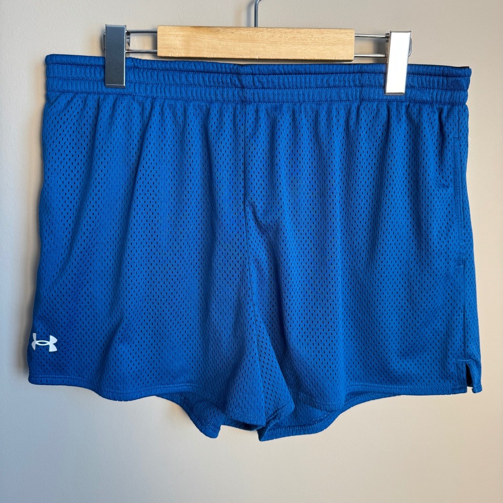 Under Armour Men's Blue Mesh Athletic Shorts Size Large Gym Training Pockets